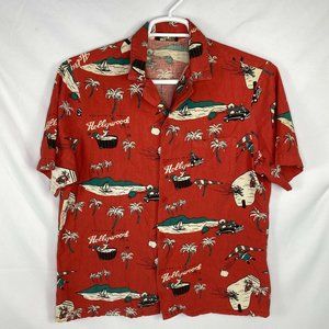 Vintage Hollywood USA Boundary Waters Button Up Surf Shirt Beach Summer Outfit